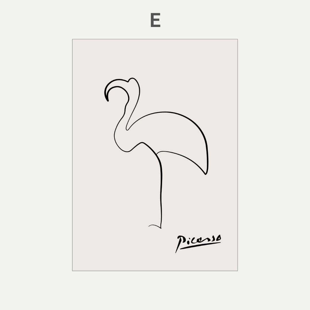 Pablo Picasso Cat Dog Flamingo Horse Owl Sketch Line Drawing Wall Art Canvas Prints For Modern Minimalist Living Room Bedroom Wall Decor