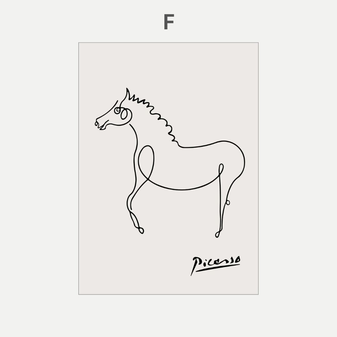 Pablo Picasso Cat Dog Flamingo Horse Owl Sketch Line Drawing Wall Art Canvas Prints For Modern Minimalist Living Room Bedroom Wall Decor