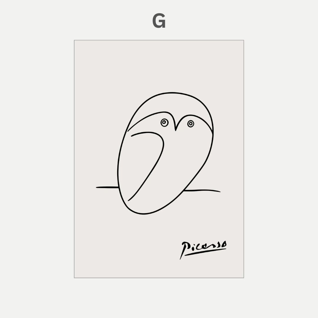 Pablo Picasso Cat Dog Flamingo Horse Owl Sketch Line Drawing Wall Art Canvas Prints For Modern Minimalist Living Room Bedroom Wall Decor