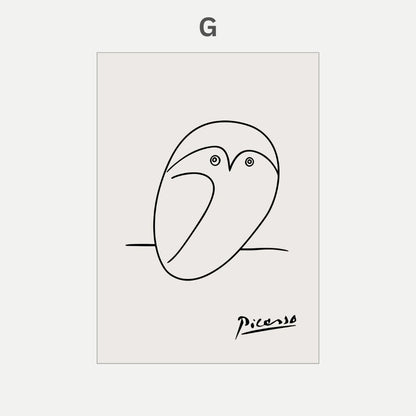 Pablo Picasso Cat Dog Flamingo Horse Owl Sketch Line Drawing Wall Art Canvas Prints For Modern Minimalist Living Room Bedroom Wall Decor