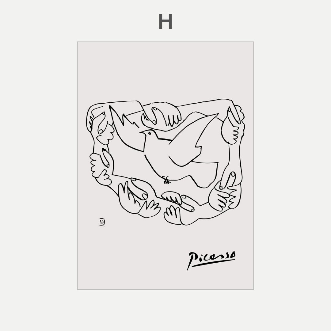 Pablo Picasso Cat Dog Flamingo Horse Owl Sketch Line Drawing Wall Art Canvas Prints For Modern Minimalist Living Room Bedroom Wall Decor