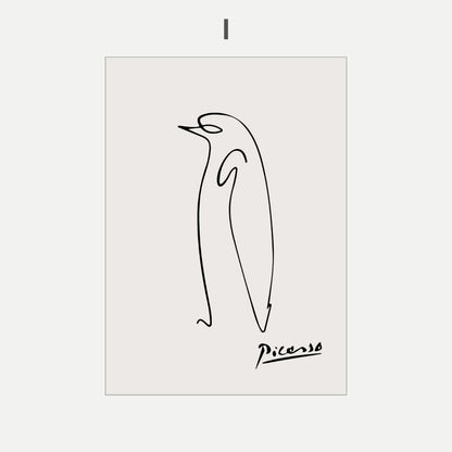 Pablo Picasso Cat Dog Flamingo Horse Owl Sketch Line Drawing Wall Art Canvas Prints For Modern Minimalist Living Room Bedroom Wall Decor