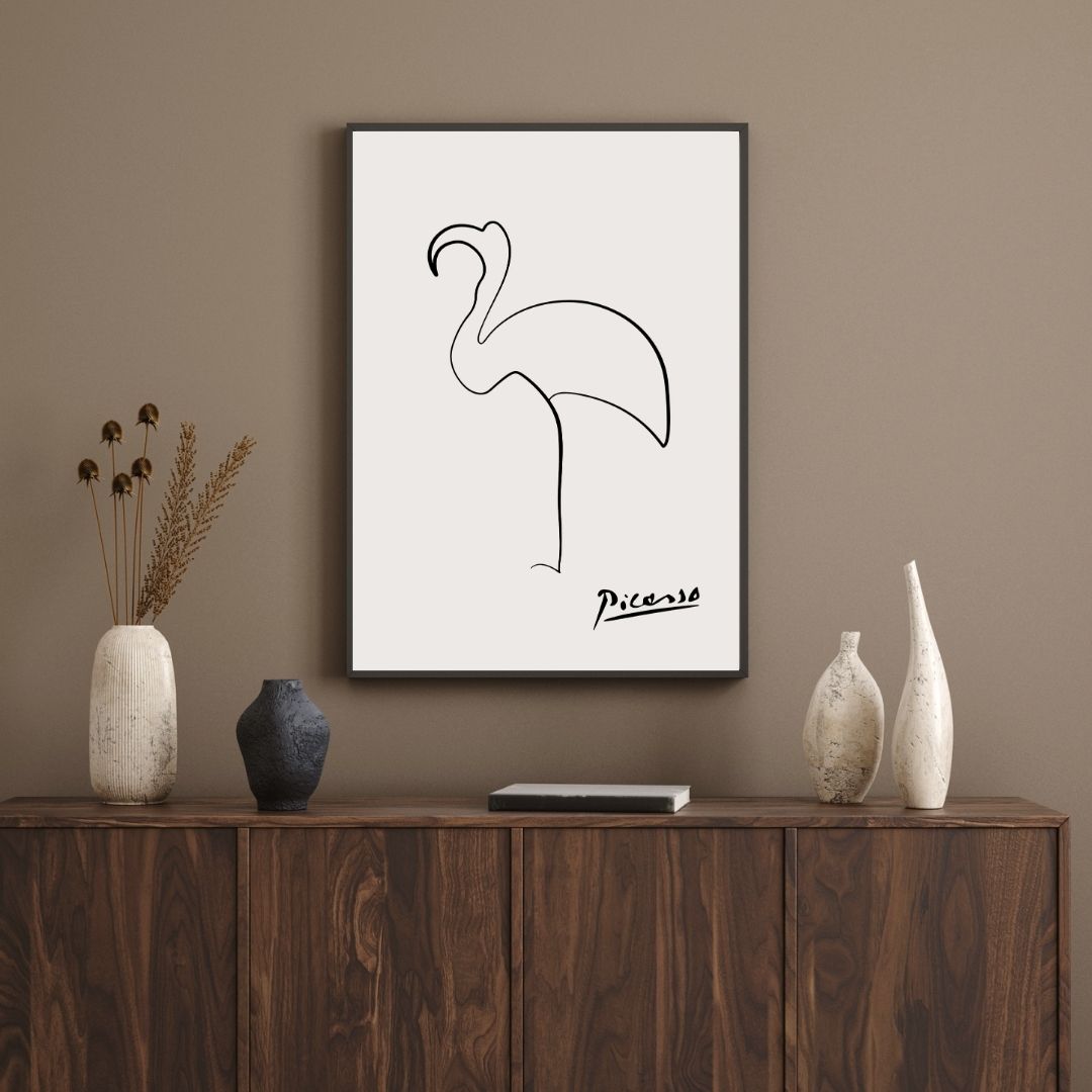Pablo Picasso Cat Dog Flamingo Horse Owl Sketch Line Drawing Wall Art Canvas Prints For Modern Minimalist Living Room Bedroom Wall Decor