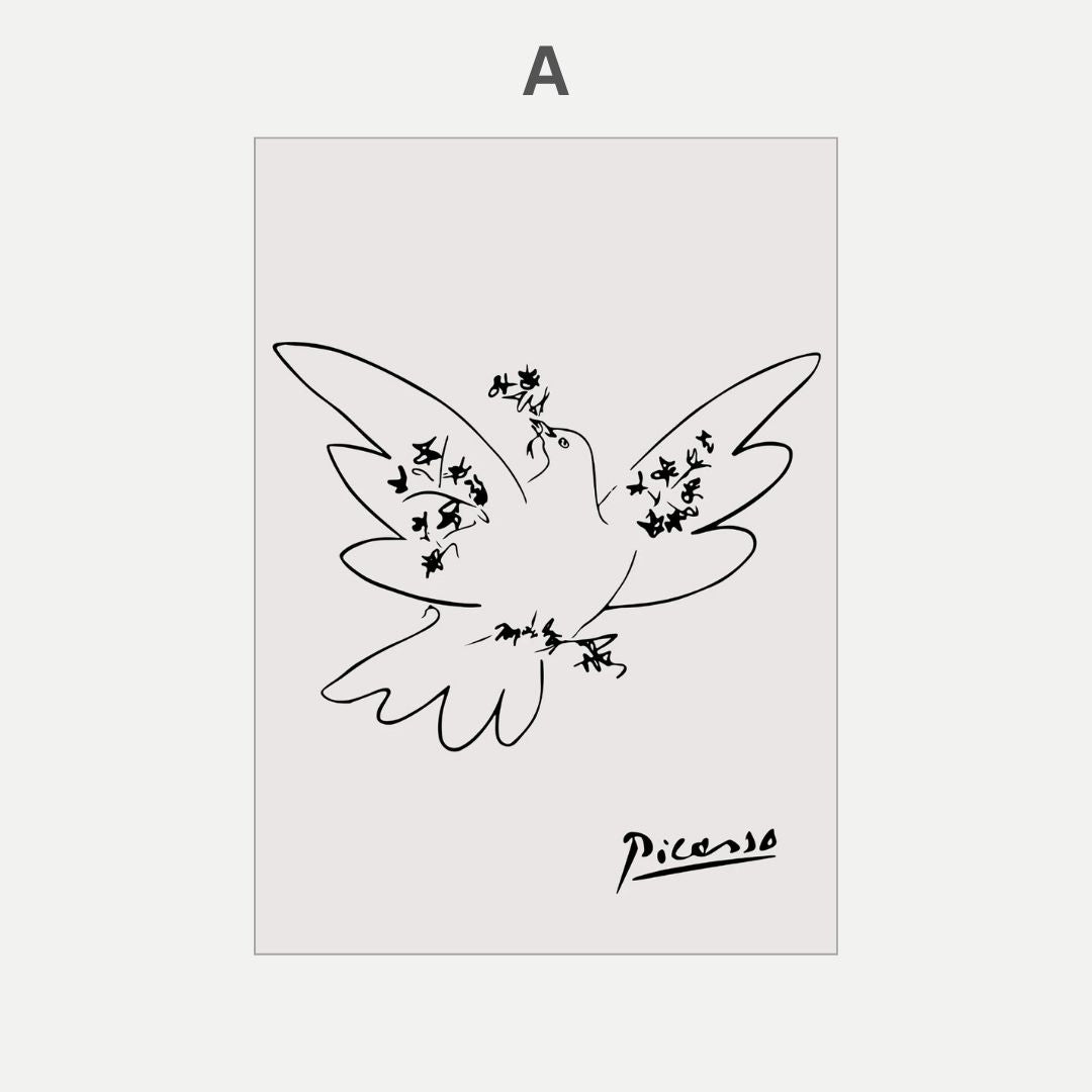 Pablo Picasso Cat Dog Flamingo Horse Owl Sketch Line Drawing Wall Art Canvas Prints For Modern Minimalist Living Room Bedroom Wall Decor