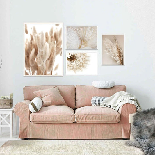 Pampas Grass Reed Dandelion Botanical Wall Art Pastel Floral Canvas Prints Gallery Wall Art Set Of 4 Posters For Modern Living Room Home Decor