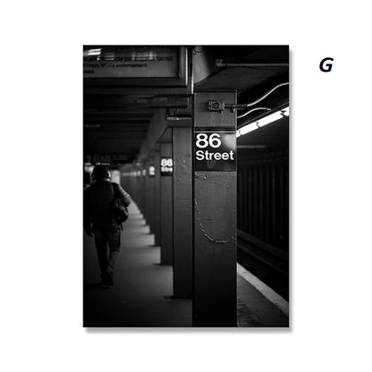 Poster of  Black and white photo of a subway station with '86 Street' sign
