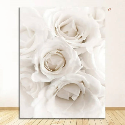 Peony Roses White Flowers Canvas Prints Garden Poster Nordic Wall Art Pastel Bloom Pictures For Luxury Living Room Home Décor