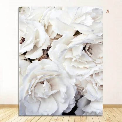 Peony Roses White Flowers Canvas Prints Garden Poster Nordic Wall Art Pastel Bloom Pictures For Luxury Living Room Home Décor