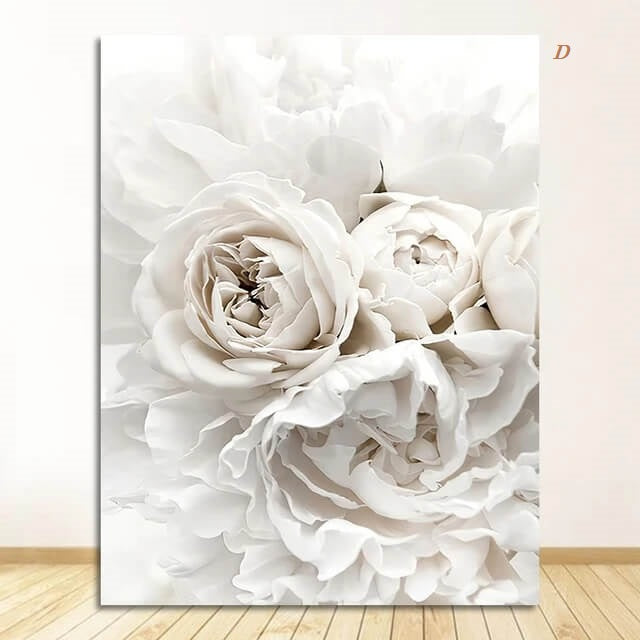 Peony Roses White Flowers Canvas Prints Garden Poster Nordic Wall Art Pastel Bloom Pictures For Luxury Living Room Home Décor