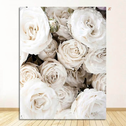 Peony Roses White Flowers Canvas Prints Garden Poster Nordic Wall Art Pastel Bloom Pictures For Luxury Living Room Home Décor