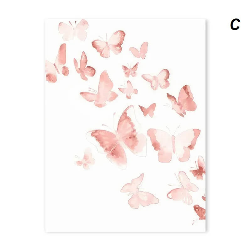 Pink Ballerina Little Girl Unicorn Butterfly Canvas Prints Pink Wall Art For Girls Kids Room Décor