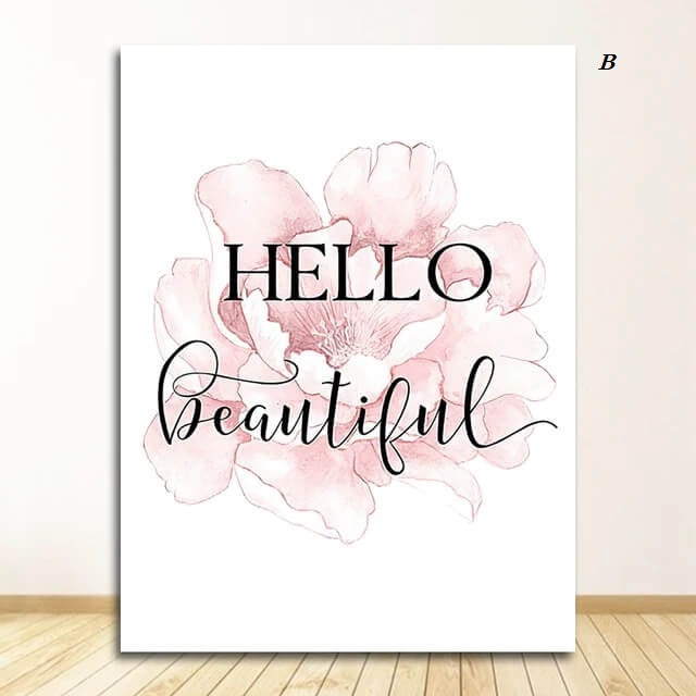 Pink Peony Inspirational Canvas Prints Floral Nordic Wall Art Fashion Quotes Pink Art Fine Modern Pictures For Girl Room Living Room Home Décor