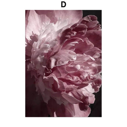 Pink Peony Rose Leaves Canvas Prints Nordic Wall Art Nature Flower Posters Pink Fine Art For Modern Living Room Salon Décor