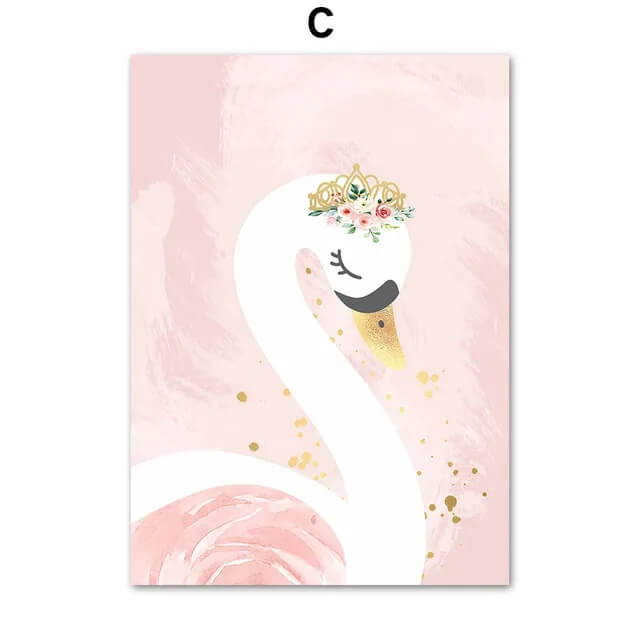 Pink Princess Castle Swan Unicorn Rainbow Love Wall Art Canvas Prints Nordic Posters Pink Fine Art Wall Pictures For Kids Room Décor