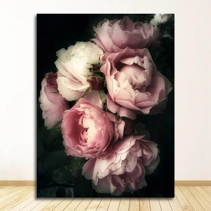 Pink and White Peonies Canvas Print Flowers Wall Art Pink Fine Art Floral Poster For Modern Living Room Bedroom Home Décor