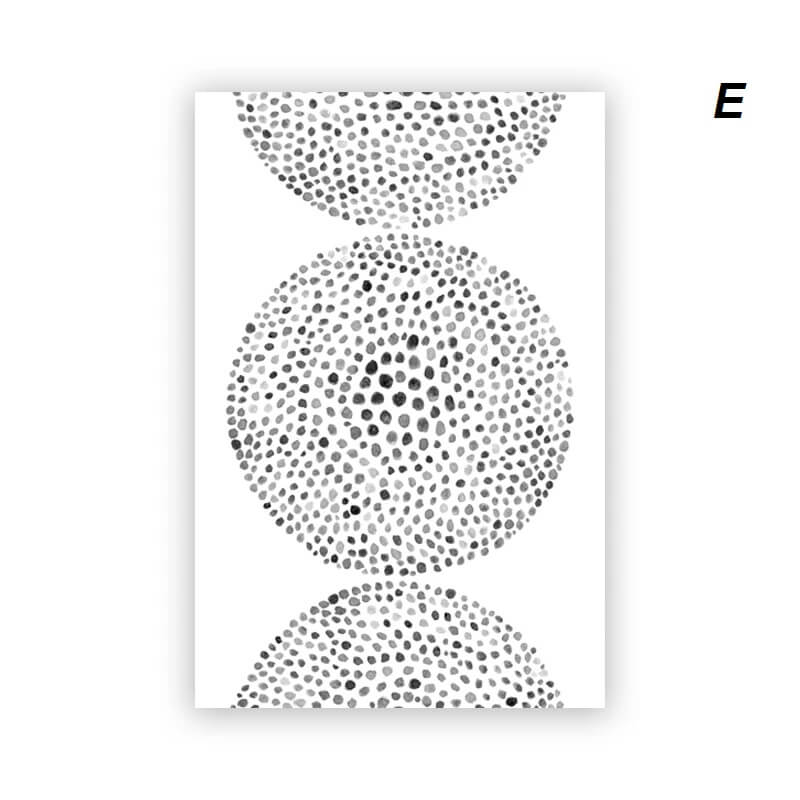 Polka Dots Pattern Minimalist Black White Neutral Canvas Prints Wall Art For Modern Nordic Living Room Dining Room Loft Décor