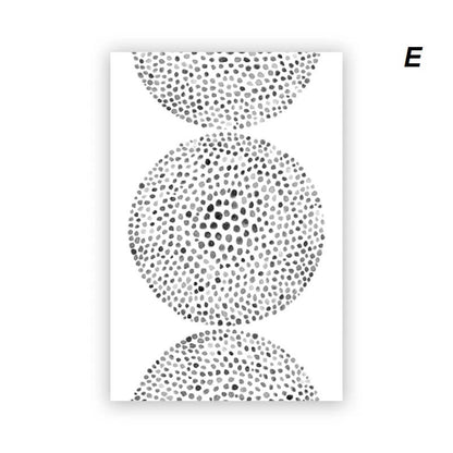 Polka Dots Pattern Minimalist Black White Neutral Canvas Prints Wall Art For Modern Nordic Living Room Dining Room Loft Décor