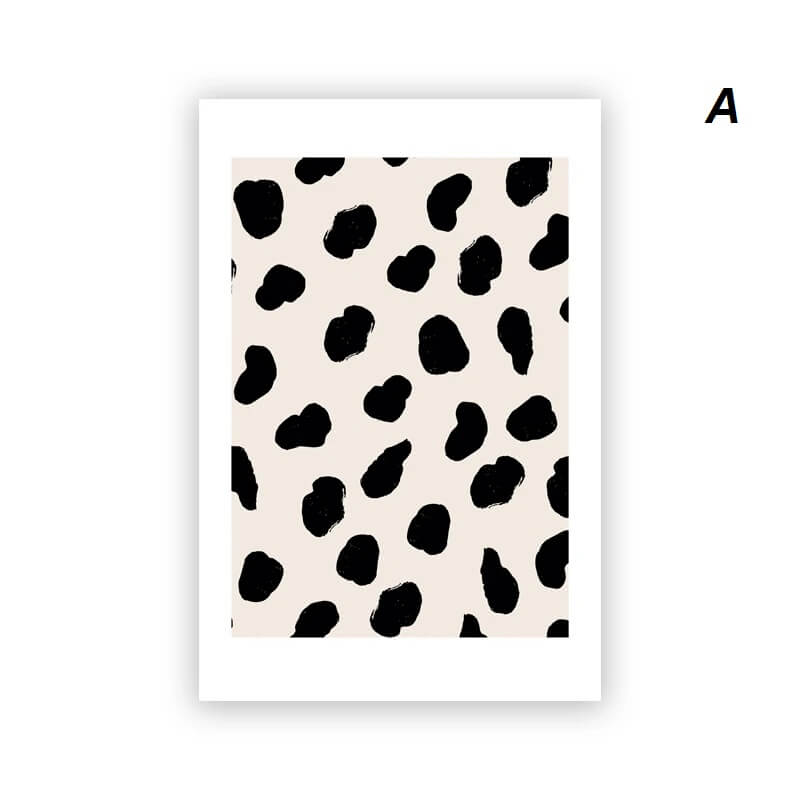 Polka Dots Pattern Minimalist Black White Neutral Canvas Prints Wall Art For Modern Nordic Living Room Dining Room Loft Décor