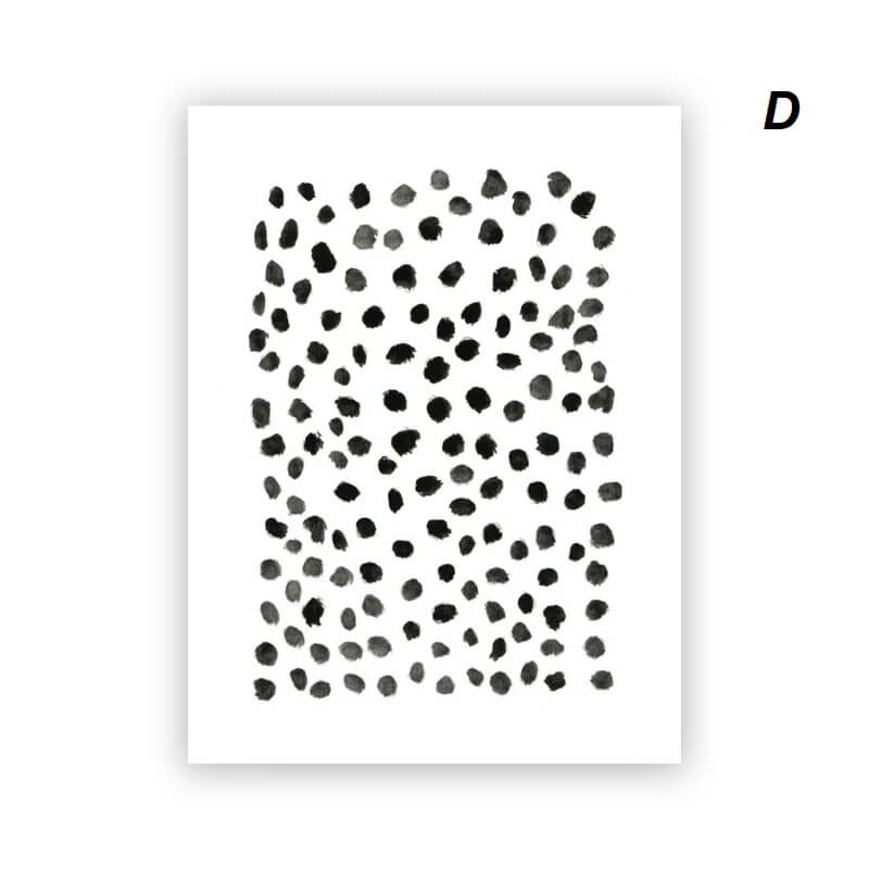 Polka Dots Pattern Minimalist Black White Neutral Canvas Prints Wall Art For Modern Nordic Living Room Dining Room Loft Décor