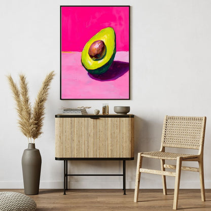 Pop Art Avocado Bold Pink Kitchen Wall Art Canvas Print For Modern Dining Room Restaurant Wall Decor