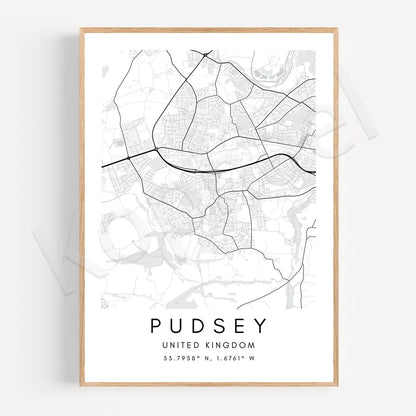 City Map Posters Wall Art - Beijing, Cape Town, Sydney, Los Angeles, Milan, Houston, Seattle, Abu Dhabi, Cornwall, Bristol, Gosport, Pudsey Wall Map Black White Canvas Prints Minimalist Posters For Office