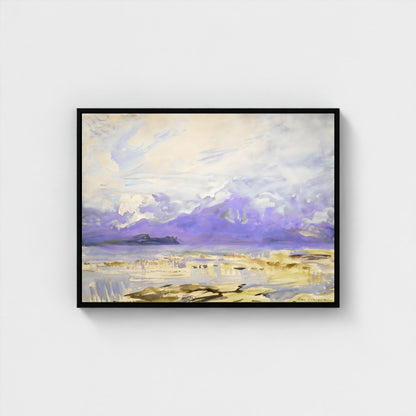 Purple Mountain Landscape Wall Art Canvas - Framed Watercolor Wall Art