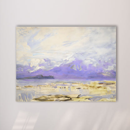 Purple Mountain Landscape Wall Art Canvas - Framed Watercolor Wall Art