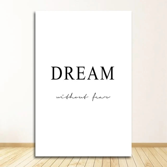 Dream Love Live Motivational Canvas Prints  Black and White Minimalist Simple Quotes Wall Art Nordic Inspirational Pictures For Living Room Bedroom Modern Scandinavian Home Décor