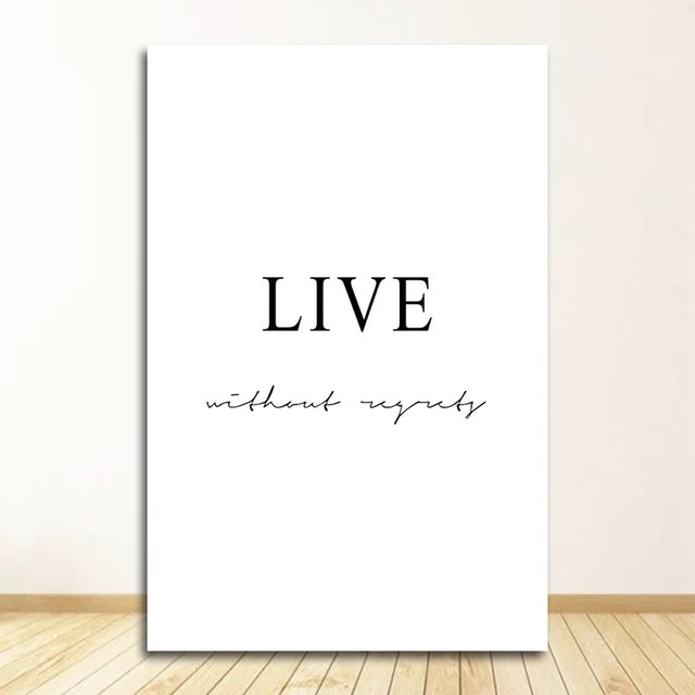 Dream Love Live Motivational Canvas Prints  Black and White Minimalist Simple Quotes Wall Art Nordic Inspirational Pictures For Living Room Bedroom Modern Scandinavian Home Décor