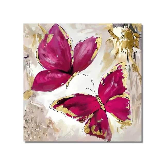 Red Golden Butterflies Canvas Print Nordic Large Wall Art Golden Poster For Modern Living Room Bedroom Home Décor