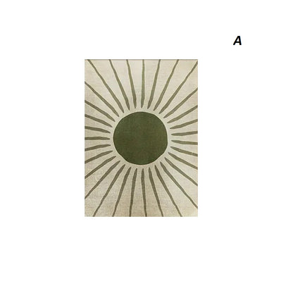 Poster with sunburst pattern and central circle on a beige background