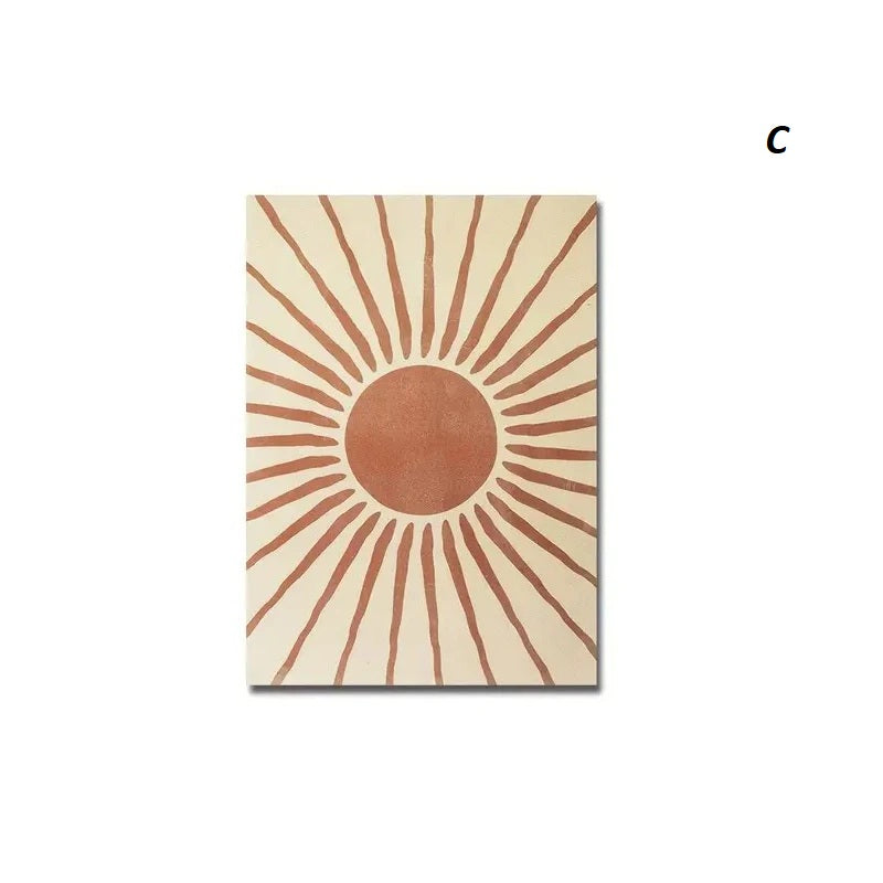 Poster of a sunburst pattern on a beige background
