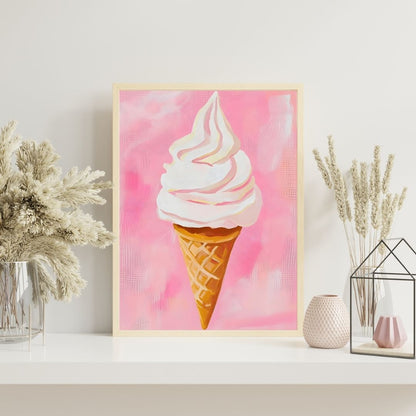 Retro Ice Cream Chilli Food Eclectic Kitchen Wall Art Canvas Prints Pink Poster For Dining Room Kitchen Home Decor