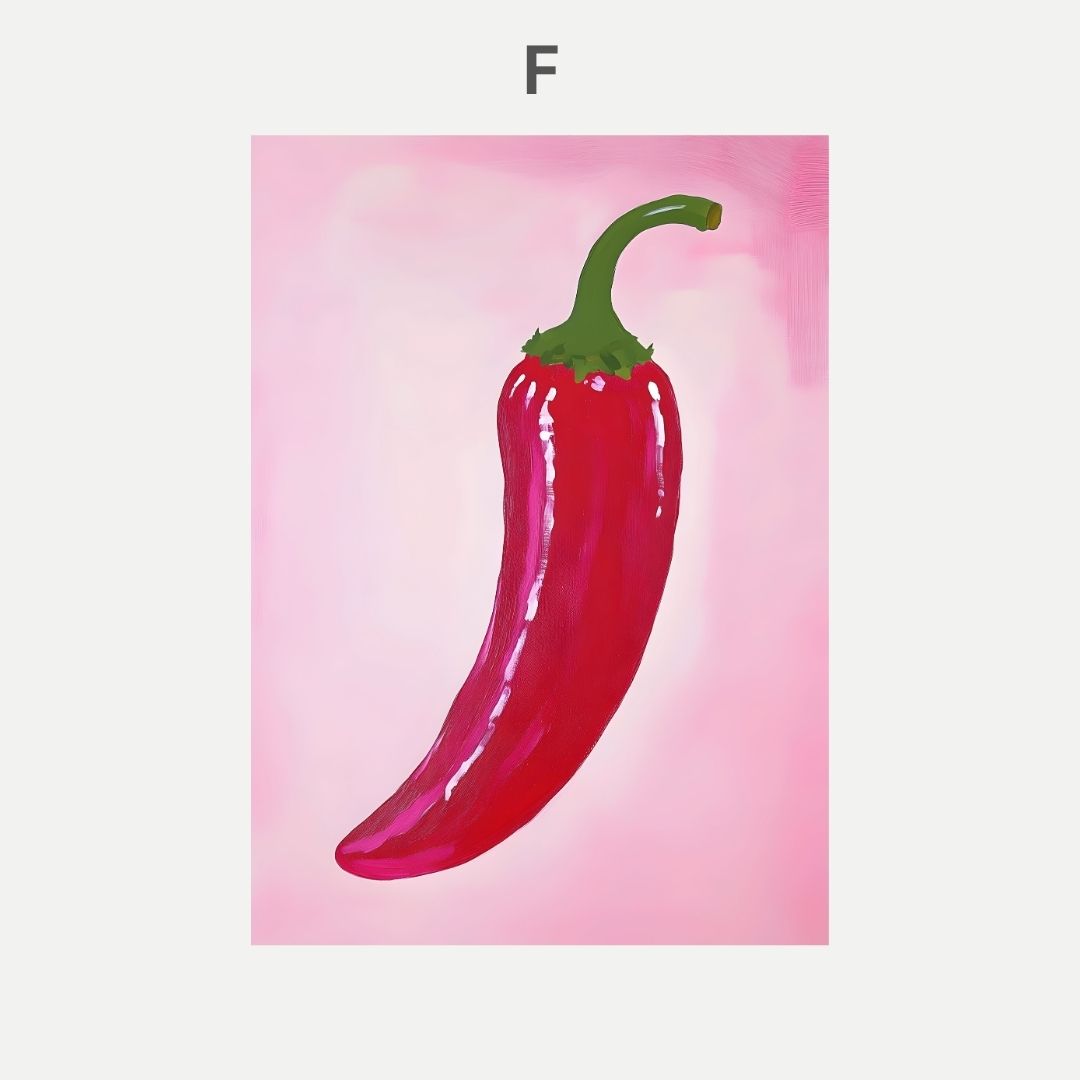 Red pepper with green stem on a pink background