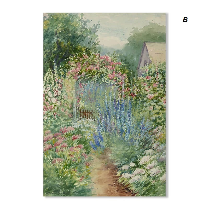 Rustic Summer Garden Flowers Fields Canvas Print Vintage Wall Art For Living Room Dining Room Wall Art Gallery