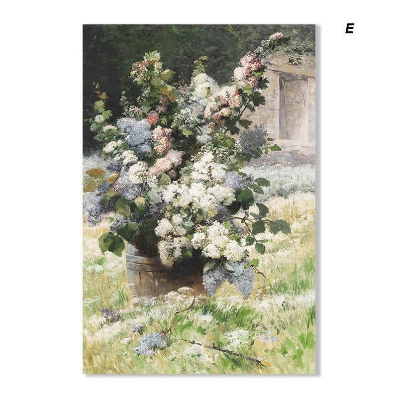 Rustic Summer Garden Flowers Fields Canvas Print Vintage Wall Art For Living Room Dining Room Wall Art Gallery