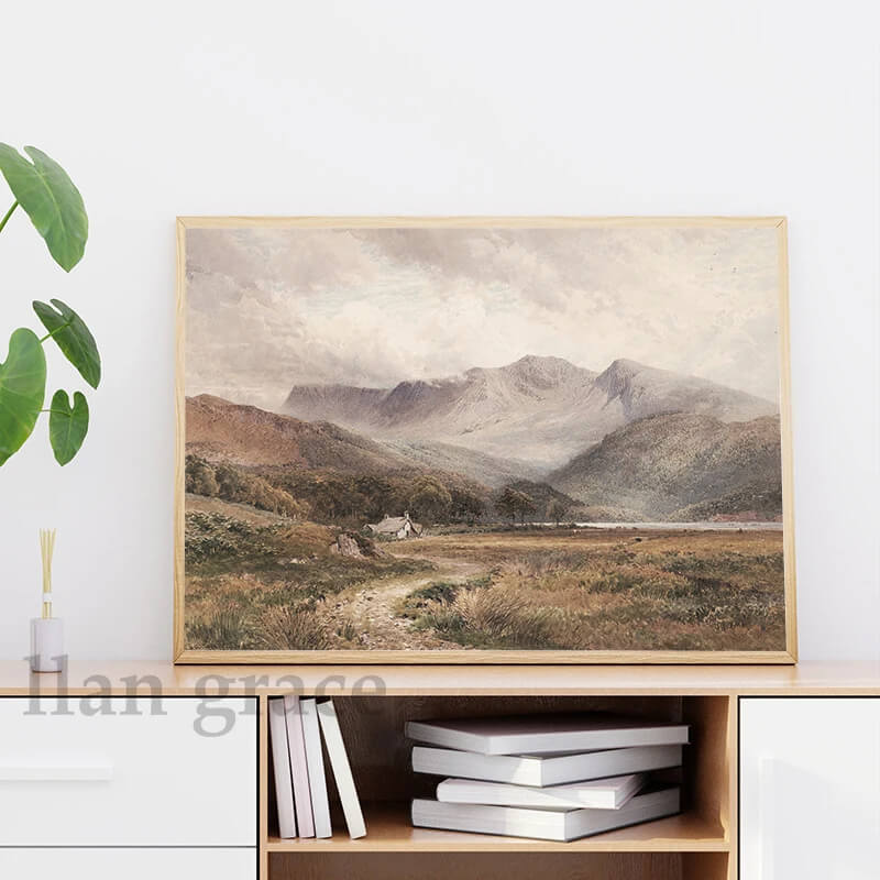 Rustic Nordic Mountain Landscape Canvas Print Vintage Nature Farmhouse Gallery Wall Art For Living Room Home Décor