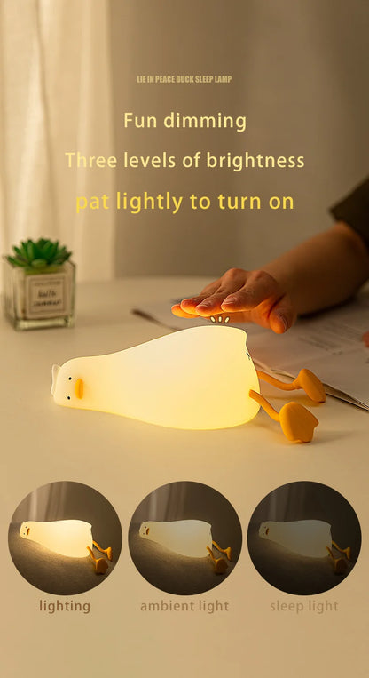 Ducky Lay Duck Lamp Silicone Laying Duck Touch Night Light Nursery Lamp