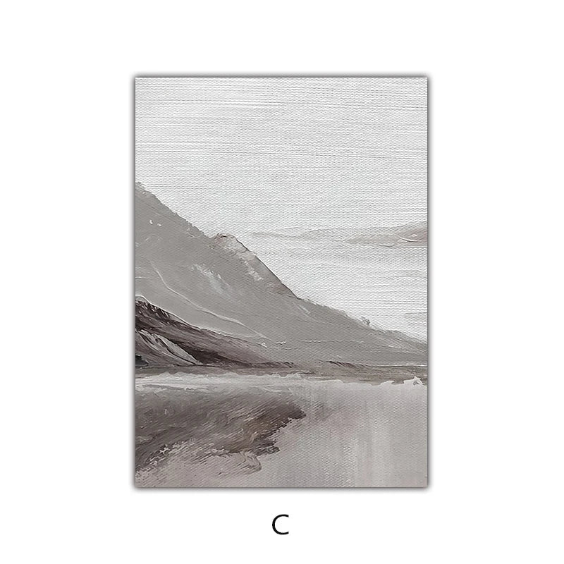 Abstract Gray Mountain Landscape Wall Art Canvas Prints Pictures For Modern Scandinavian Living Room Dining Room Art Decor