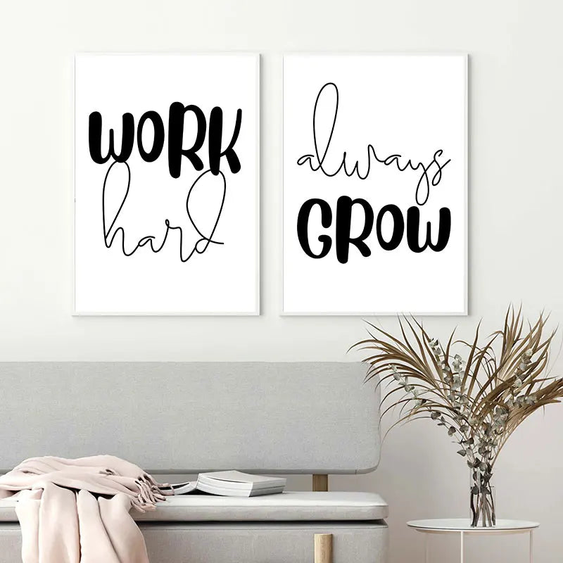 Black and White Motivational Posters Wall Art Canvas Prints Minimalist Wall Art  for Modern Interiors