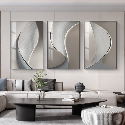 Abstract Gray Beige Wall Art Fine Art Canvas Prints Poster For Modern Apartment Living Room Office Wall Decor