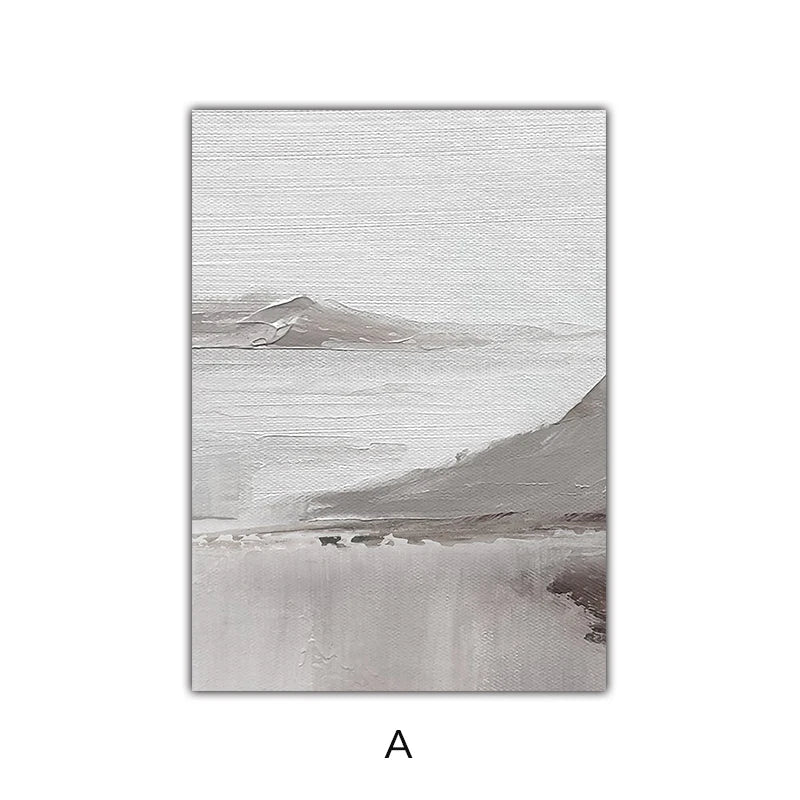 Abstract Gray Mountain Landscape Wall Art Canvas Prints Pictures For Modern Scandinavian Living Room Dining Room Art Decor