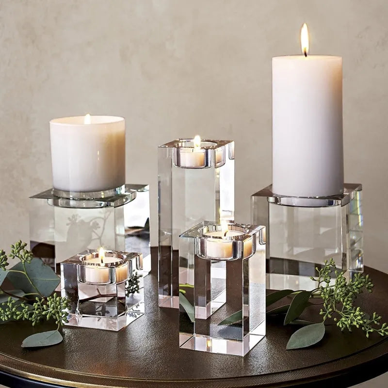 Glass Candle Holder For Tabletop Coffee Table Candle Stands For Modern Living Room