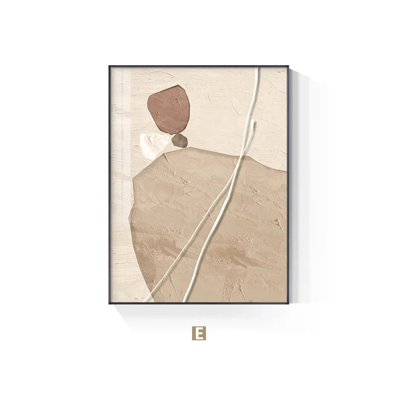 Earthy Tones Nordic Zen Stones Wall Art Canvas Prints For Modern Apartment Living Room Bedroom Art For Contemporary Interiors