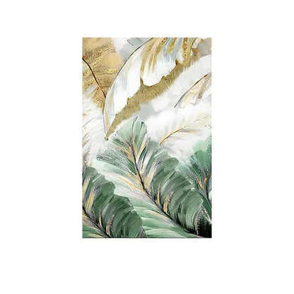 Green Leaves Botanical Abstract Wall Art Canvas Prints For Living Room Dining Room Art Decor