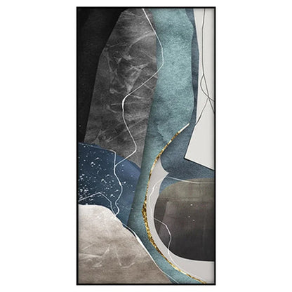 Gray Blue Green Geomorphic Abstract Big Size Wall Art Canvas Prints For Modern Apartment Living Room Art Decor