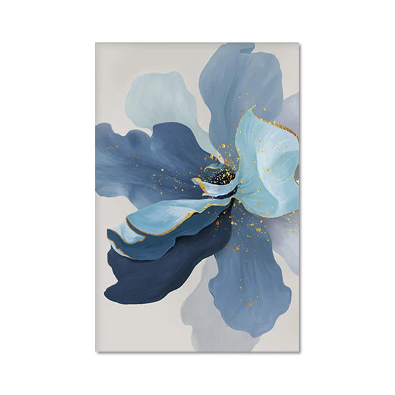Large Blue Flowers Watercolor Wall Art Canvas Prints Botanical Abstract Posters For Modern Living Room Bedroom Wall Art Decor