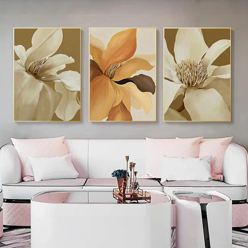 Abstract Floral Large Wall Art Canvas Prints Modern Botanical Poster For Living Room Dining Room Bedroom Art Decor