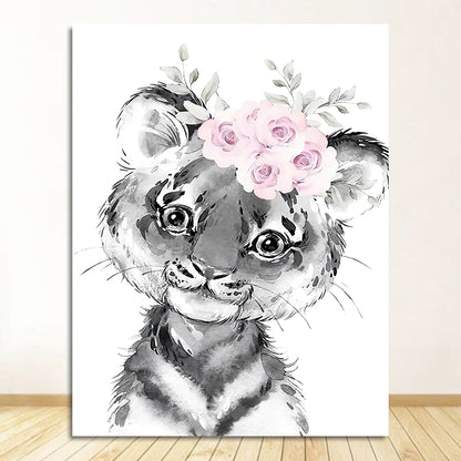Cute Animals Nursery Posters Personalized Baby's Name Wall Art Canvas Prints For Baby's Room Kids' Room Wall Decor