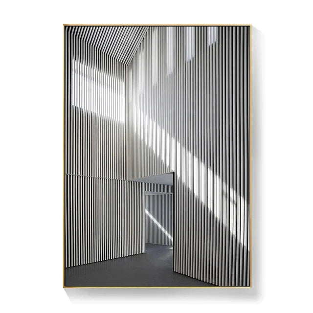 Black White Architectural Interiors Wall Art Canvas Prints For Modern Loft Living Room Home Office Decor